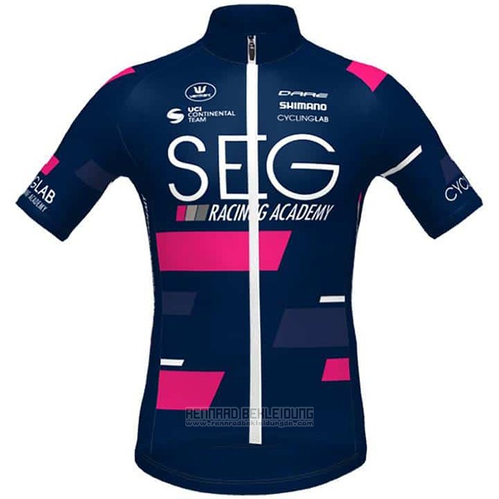 2021 Fahrradbekleidung SEG Racing Academy Dunkel Blau Fuchsie Trikot Kurzarm und Tragerhose - zum Schließen ins Bild klicken